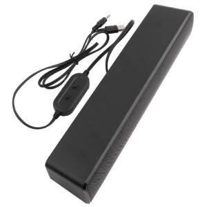 USB Wired Stereo Soundbar Music Player Bass Surround Sound Box 3.5mm Input for PC Cellphones (Black)